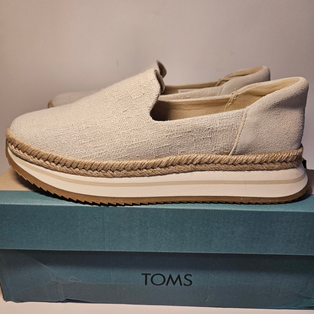 TOMS Jocelyn Espadrille Platform Slip On Sneakers Birch Tan Womens 6.5